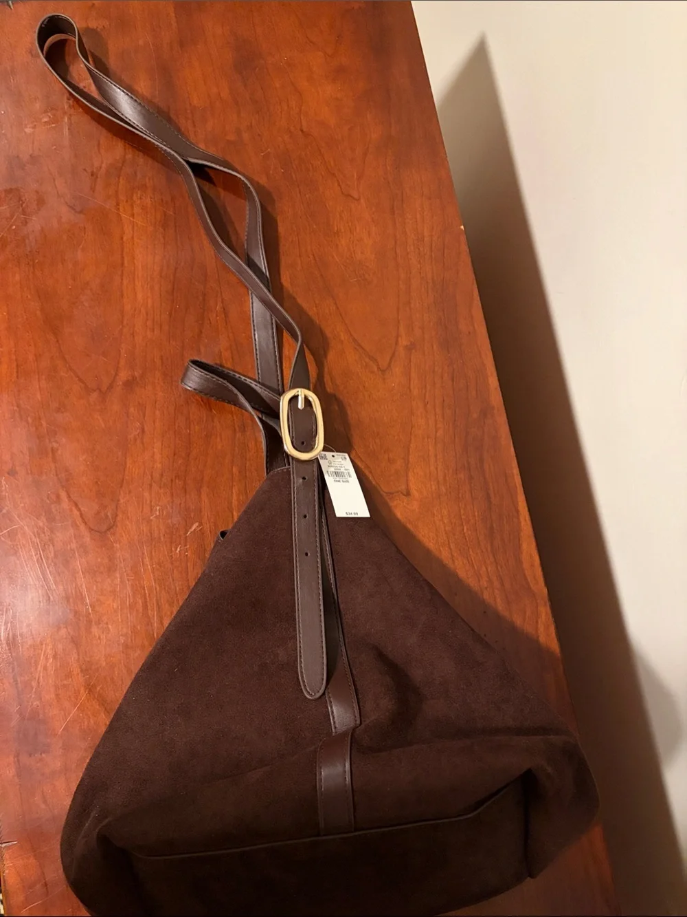 Old Navy Brown Suede Hobo Bag with Dark Brown Strap